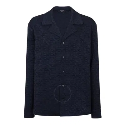Balmain Pb Labyrinth-jacquard Pyjama Shirt In Blue