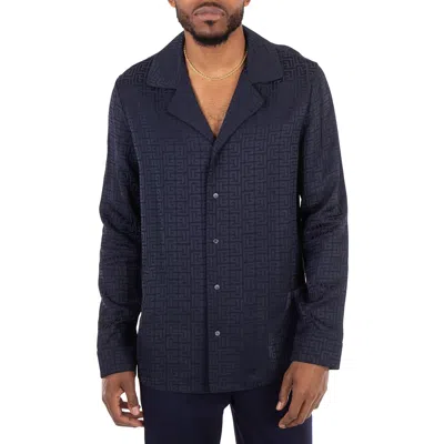 Balmain Pb Labyrinth Jacquard Pyjama Shirt In Blue