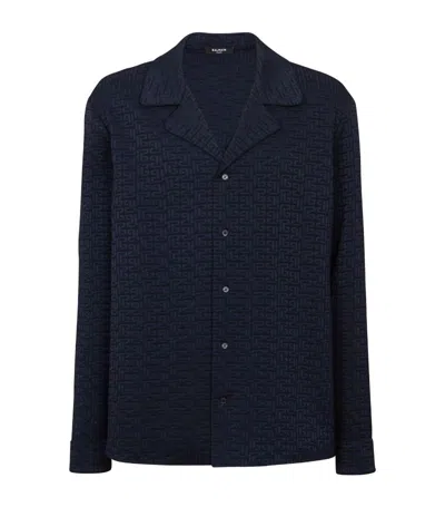 Balmain Pb Labyrinth-jacquard Pyjama Shirt In Blue