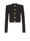 Balmain Pb Labyrinth Knit Cropped Cardigan In Black