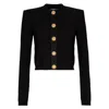 Balmain Pb Labyrinth Knit Cropped Cardigan In Black
