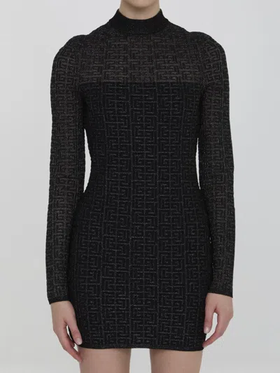 BALMAIN PB LABYRINTH KNIT DRESS