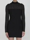 Balmain Glittered Knit Short Dress In Black