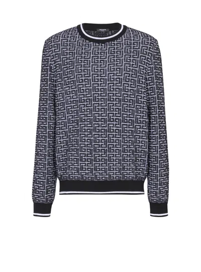 Balmain Patterned-jacquard Sweater In Multicolor