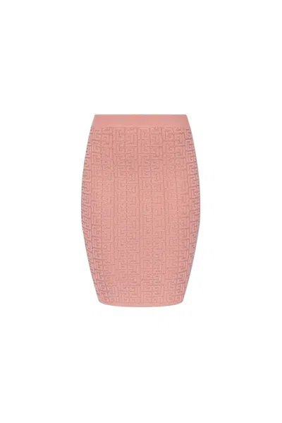 Balmain Pb Labyrinth Knit Skirt In Pink
