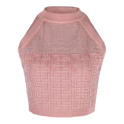Balmain Pb Labyrinth Knit Top In Pink
