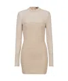 Balmain Labyrinth Monogram Long-sleeved Dress In Nude