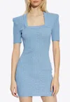 Balmain Pb Labyrinth Knitted Mini Dress In Blue