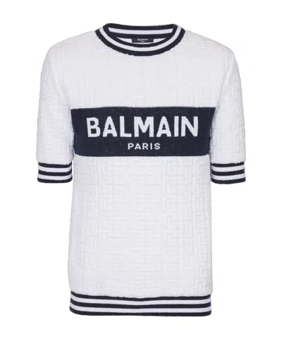 Balmain Pb Labyrinth Knitted T-shirt In White