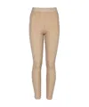 Balmain Ribbed Contrast Knit Leggings With High Waist In Nude