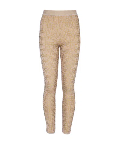 Balmain Pb Labyrinth Knitted Tights In Brown