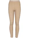 Balmain Ribbed Contrast Knit Leggings With High Waist In Neutral