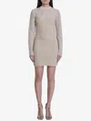 Balmain Labyrinth Monogram Long-sleeved Dress In Beige