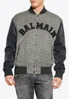 Balmain Pb Labyrinth Monogram Varsity Bomber Jacket In Black