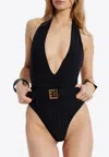 Balmain Pb Labyrinth One-piece Swimsuit In Black
