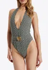 Balmain Pb Labyrinth One-piece Swimsuit In Monochrome
