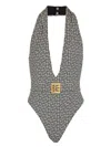 Balmain Pb Labyrinth One-piece Swimsuit In 灰色