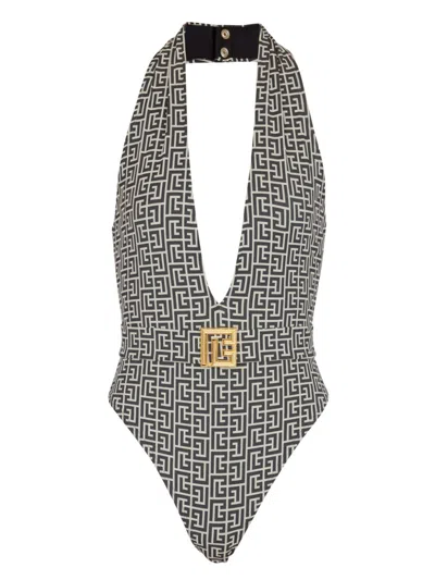 BALMAIN PB LABYRINTH-PRINT SWIMSUIT