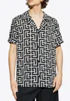 Balmain Pb Labyrinthe Monogram Bowling Shirt In Black