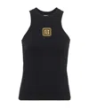 Balmain Sleeveless Top With Pb In Black