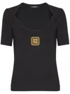 Balmain T-shirt With Pb Logo In Schwarz