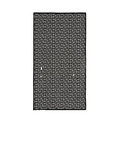 Balmain Pb Maze Beach Towel In Black