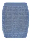 Balmain Pb Monogram Jacquard Mini Skirt In Azul Claro