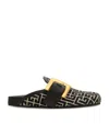 Balmain Anthem Mules In Jacquard Canvas With Pb Monogram In Black