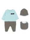 Balmain Pb-monogram Babygrow Set (set Of Three) In Blue