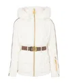 Balmain Pb Monogram Belted Puffer Jacket In White
