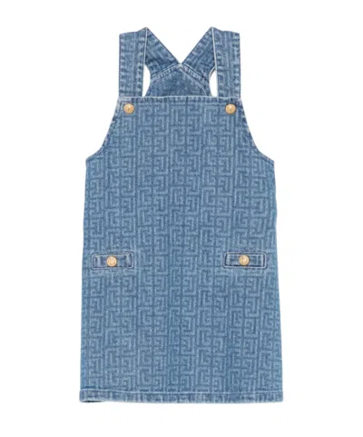 Balmain Pb-monogram Dress In Blue
