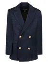 Balmain Long-sleeved Suit Coat In 蓝色