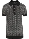 Balmain Pb Monogram Jacquard Polo Shirt In Multi