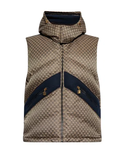 Balmain Pb Monogram-jacquard Quilted Gilet In Black
