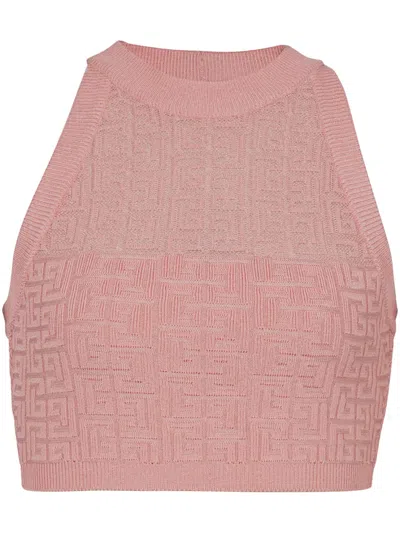 BALMAIN PB-MONOGRAM KNITTED TOP