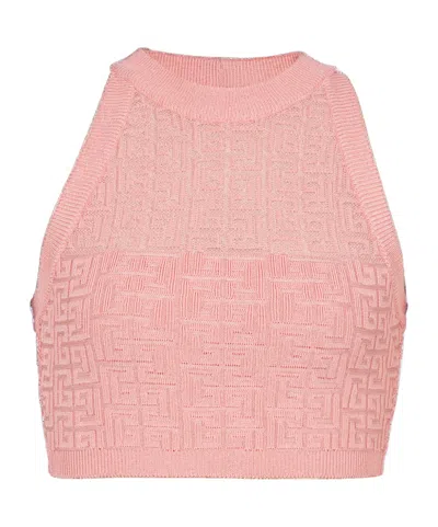 Balmain Pb Labyrinth Knit Top In Pink