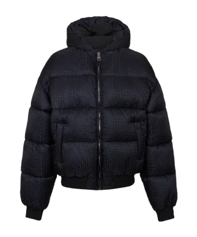 BALMAIN BALMAIN PB MONOGRAM HOODED DOWN JACKET