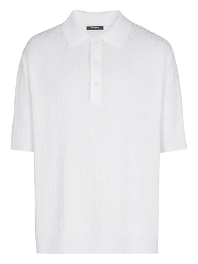 Balmain Pb-monogram Polo Shirt In White