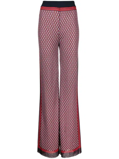 Balmain Gestrickte Hose Mit Monogramm-print In Blue