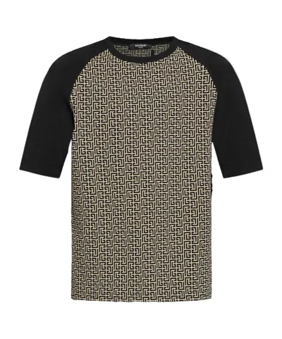 Balmain Pb Monogram-print T-shirt In Black