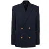 Balmain Long-sleeved Suit Coat In Blue