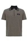 Balmain Grey T-shirt With Logo Applied On The Chest And All-over Labyrinth Motif In Cotton Man In Brown