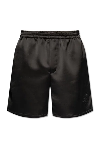 Balmain Pb Signature Satin Shorts In Black
