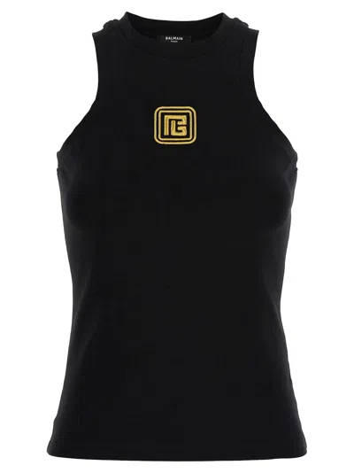 Balmain Pb Tank Top In Black
