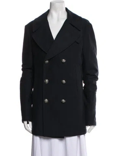 Pre-owned Balmain Peacoat In Black