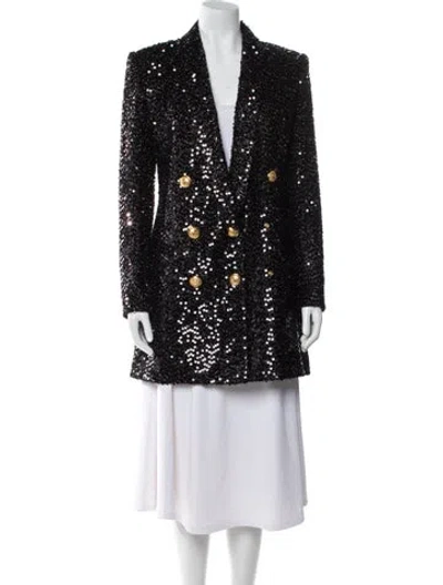 Pre-owned Balmain Peacoat In Black