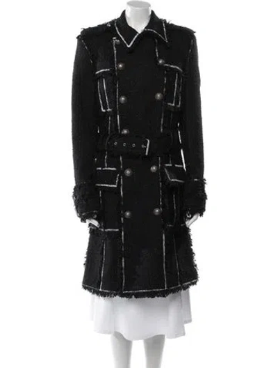 Pre-owned Balmain Peacoat In Black