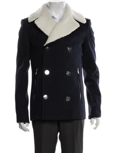 Pre-owned Balmain Peacoat In Black