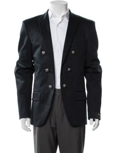 Pre-owned Balmain Peacoat In Blue