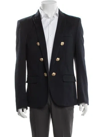 Pre-owned Balmain Peacoat In Blue